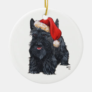 Ornement Rond En Céramique Père Noël Scottie Dog Orament