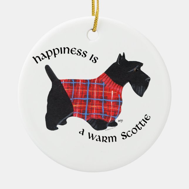 Ornement Rond En Céramique Père Noël Scottie Dog Orament (Devant)