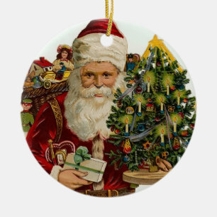 Ornement Rond En Céramique Père Noël vintage