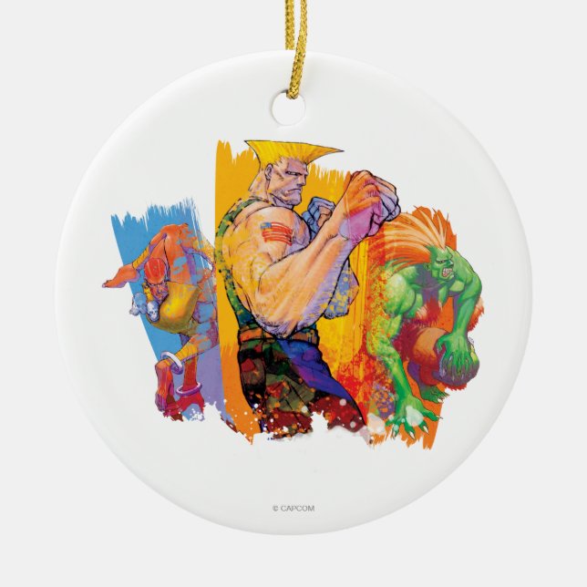 Ornement Rond En Céramique Perfidie, Blanka et Dhalsim (Devant)