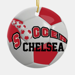 Ornement Rond En Céramique Personnaliser le ballon de football   Rouge foncé