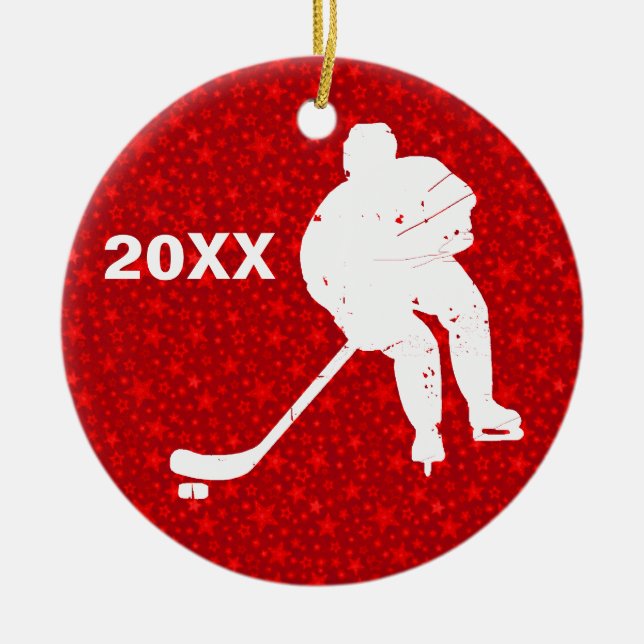 Ornement Rond En Céramique Personnalisez-le, hockey (Devant)