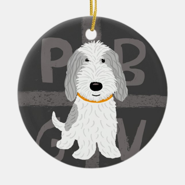 Ornement Rond En Céramique Petit Basset Griffon Vendeen PBGV Chien vacances (Devant)