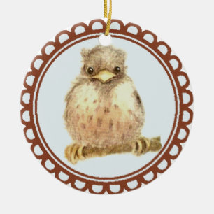 Ornement Rond En Céramique Petit bébé Robin