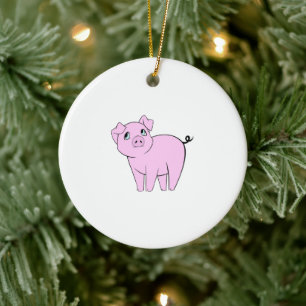 Ornement Rond En Céramique Petit Cochon, Petit Cochon, Chien, Cochon Rose, An