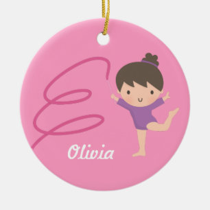 Ornement Rond En Céramique Petite Gymnaste Girl Gymnastique Personnalisée