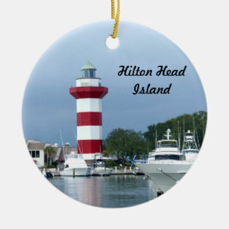 Ornement Rond En Céramique Phare de Hilton Head