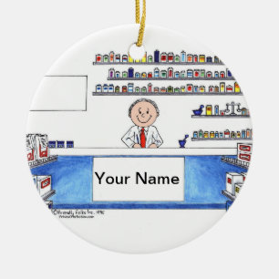 Ornement Rond En Céramique Pharmacien - mâle