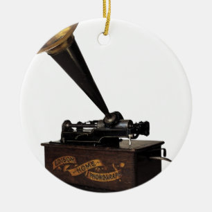 Ornement Rond En Céramique Phonographe à la maison d'Edison
