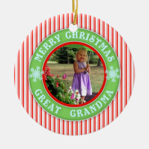 Ornement Rond En Céramique Photo datée de grande grand-maman de Joyeux Noël