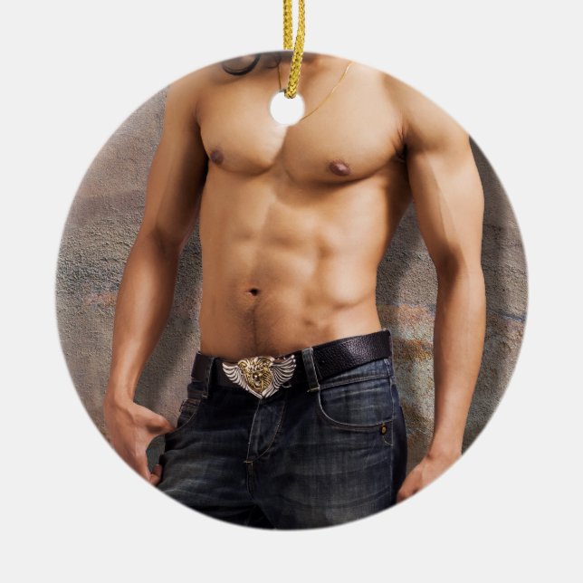 Ornement Rond En Céramique Photographie nue du coffre de l'homme (Devant)