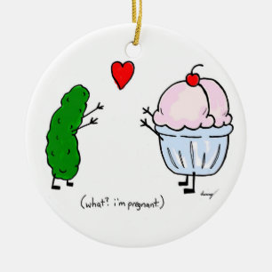 Ornement Rond En Céramique Pickle Loves Glace Ornament - Bleu