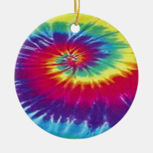 Ornement Rond En Céramique Pièce en t hippie de colorant de cravate
