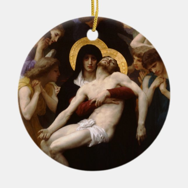 Ornement Rond En Céramique pieta Jésus Christ et Vierge Marie (Devant)