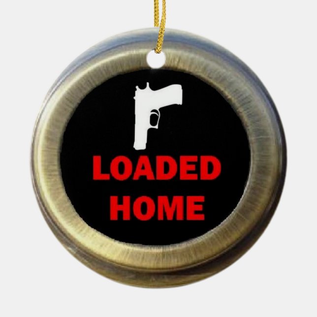 Ornement Rond En Céramique Pistolet chargé à la maison (Devant)