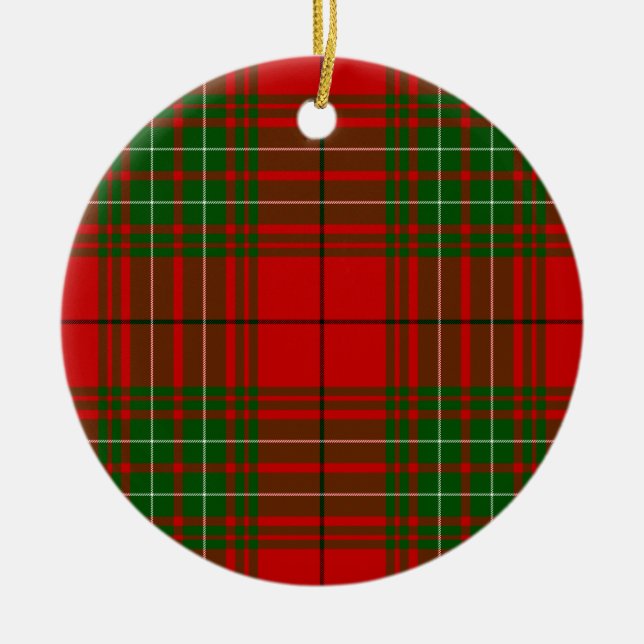 Ornement Rond En Céramique Plaid vert rouge de Comyn tartan (Devant)