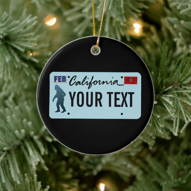 Ornement Rond En Céramique Plaque de licence California Sasquatch (Arbre)