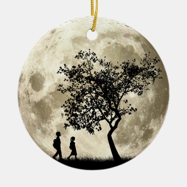 Ornement Rond En Céramique Pleine lune (Devant)