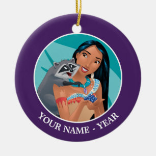 Ornement Rond En Céramique Pocahontas et Meeko Ajouter votre nom