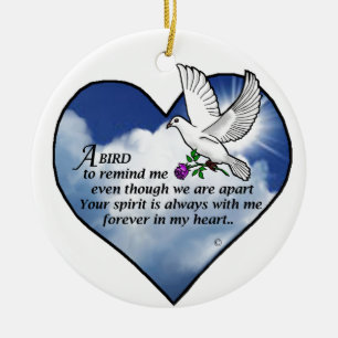 Ornement Rond En Céramique Poème de coeur d'oiseau