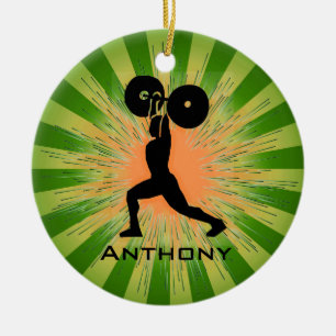 Ornement Rond En Céramique Poids personnaliséLifter/BodyBuilder Ornament