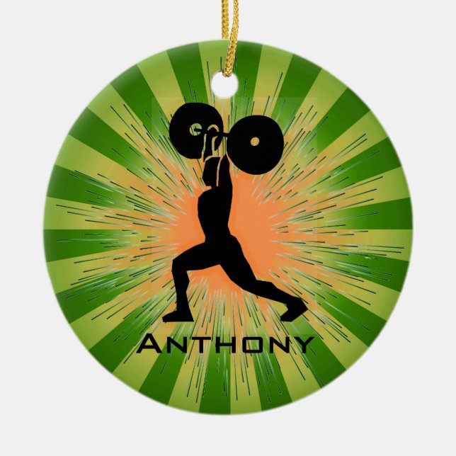 Ornement Rond En Céramique Poids personnaliséLifter/BodyBuilder Ornament (Devant)