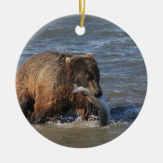 Ornement Rond En Céramique Poissons obtenus ? Cadeaux d'ours Brown de