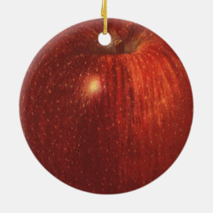 Ornement Rond En Céramique Pomme rouge délicieuse biologique, fruit de nourri