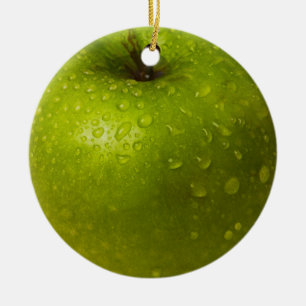 Ornement Rond En Céramique Pomme verte