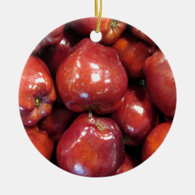 Ornement Rond En Céramique Pommes rouges foncées (Devant)