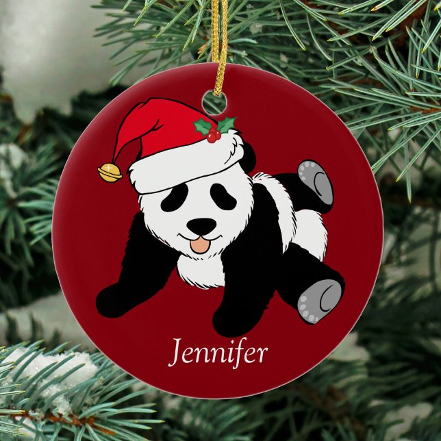Ornement Rond En Céramique Porte-Panda Cuisine Personnalisée Enfants Rouge (Créateur téléchargé)