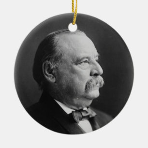 Ornement Rond En Céramique Portrait du Président Stephen Grover Cleveland