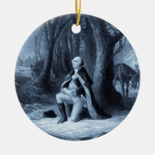 Ornement Rond En Céramique Portrait vintage de George Washington prier