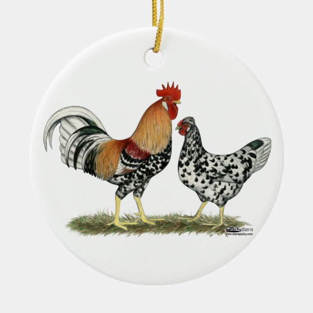 Ornement Rond En Céramique Poulets islandais (Devant)