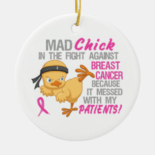Ornement Rond En Céramique Poussin fou sali avec le sein Cancer.png des