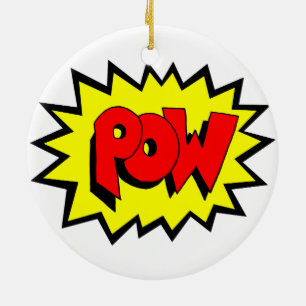 Ornement Rond En Céramique POW - Bande dessinée Pop Art