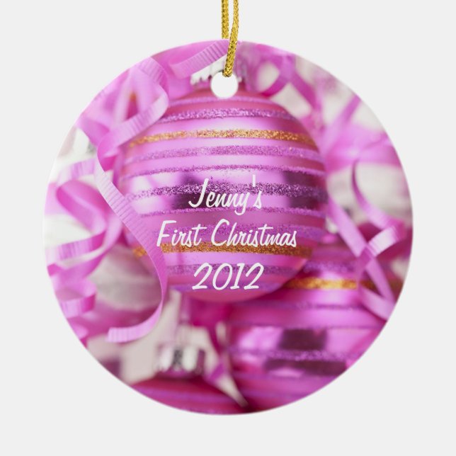 Ornement Rond En Céramique Premier Christimas du bébé (Devant)
