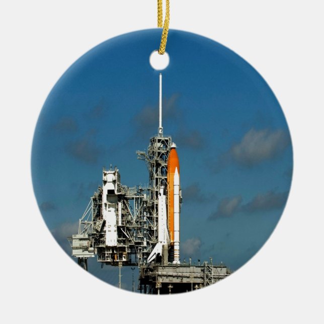 Ornement Rond En Céramique Préparez pour la NASA de l'astronautique de fusée (Devant)