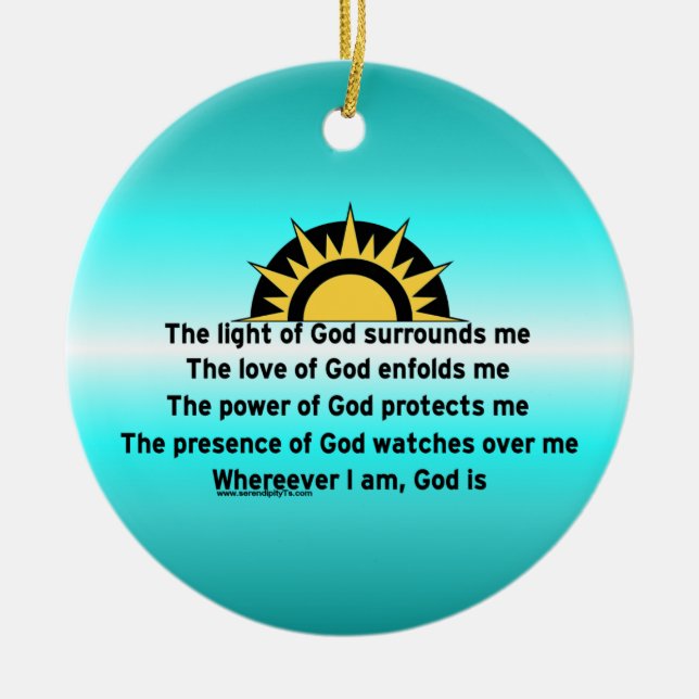 Ornement Rond En Céramique Prière de la protection (Devant)