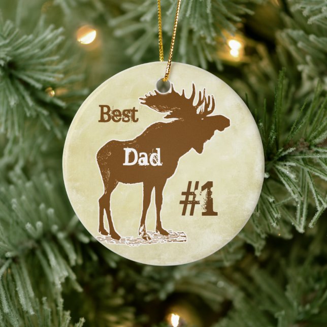 Ornement Rond En Céramique Prix du meilleur père Moose (Arbre)