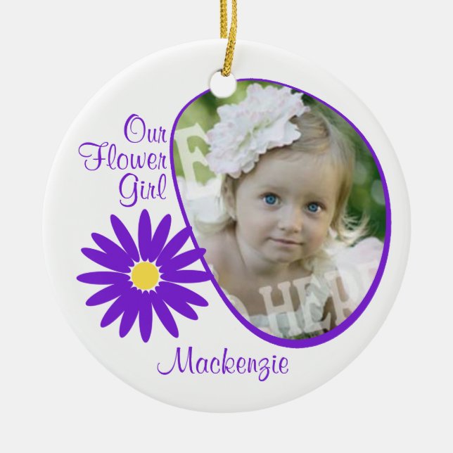 Ornement Rond En Céramique Purple Daisy Flower Girl Photo (Devant)