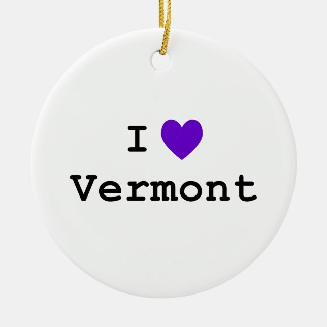 Ornement Rond En Céramique Purple I Love Vermont (Devant)