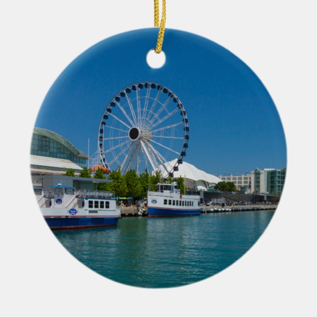 Ornement Rond En Céramique Quai de marine (Devant)