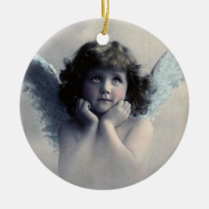 Ornement Rond En Céramique Que les anges vous surveillent