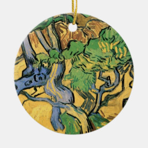 Ornement Rond En Céramique Racines et troncs d'arbre par Vincent van Gogh