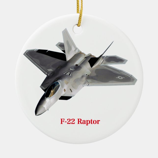 Ornement Rond En Céramique Raptor F-22 (Devant)