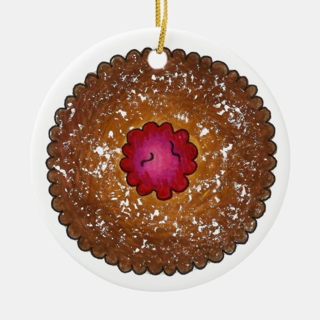 Ornement Rond En Céramique Raspberry Linzer Torte Holiday Christmas Cookie (Devant)