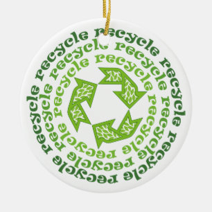 Ornement Rond En Céramique Recycler l'ornement personnalisé