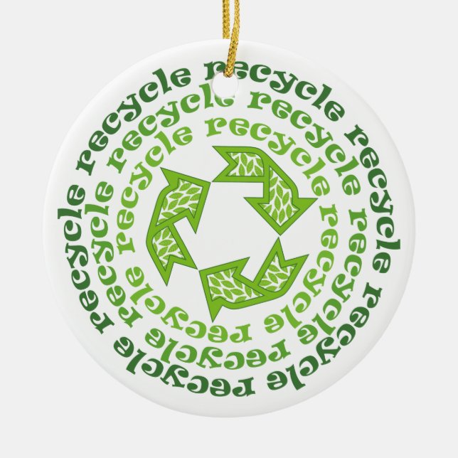 Ornement Rond En Céramique Recycler l'ornement personnalisé (Devant)