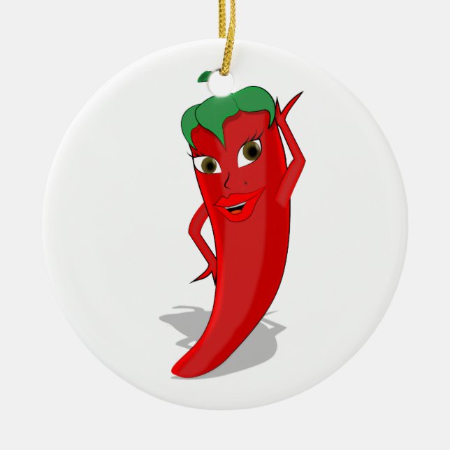 Ornement Rond En Céramique Red Hot Pepper Diva (Devant)